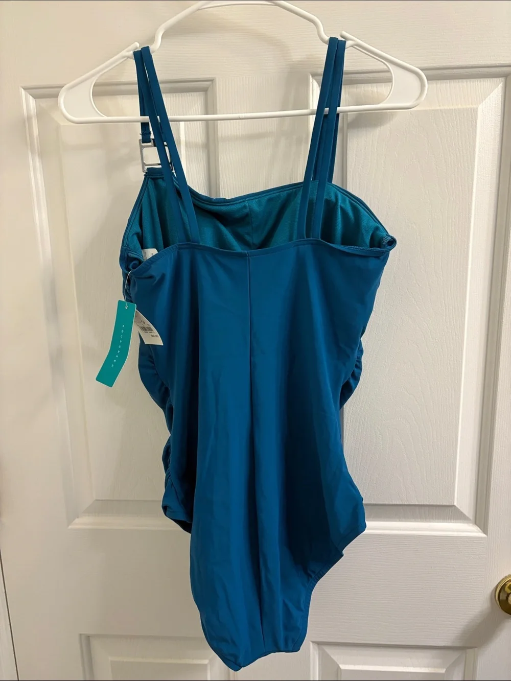 Aqua Green Teal One-Piece Swimsuit with Double Straps
